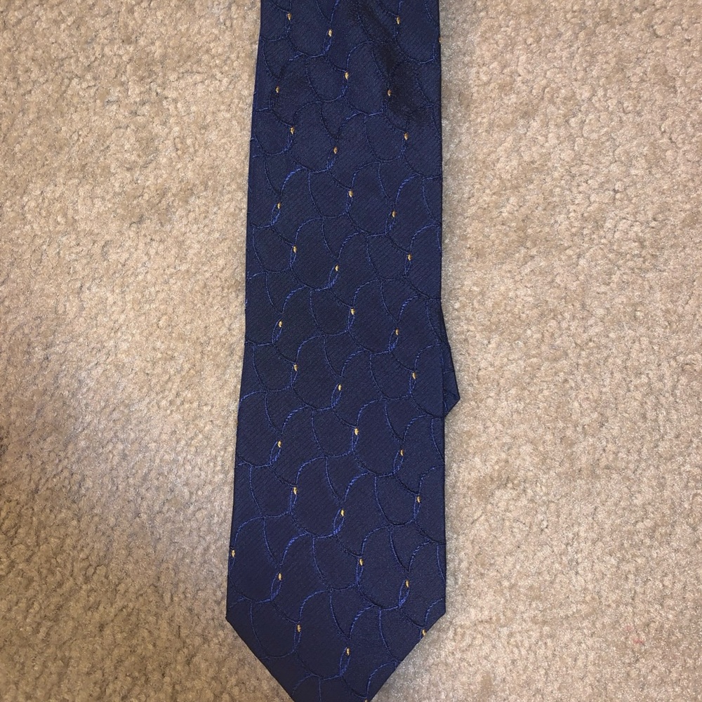 Puccini Navy Silk Tie with Paisley Design
